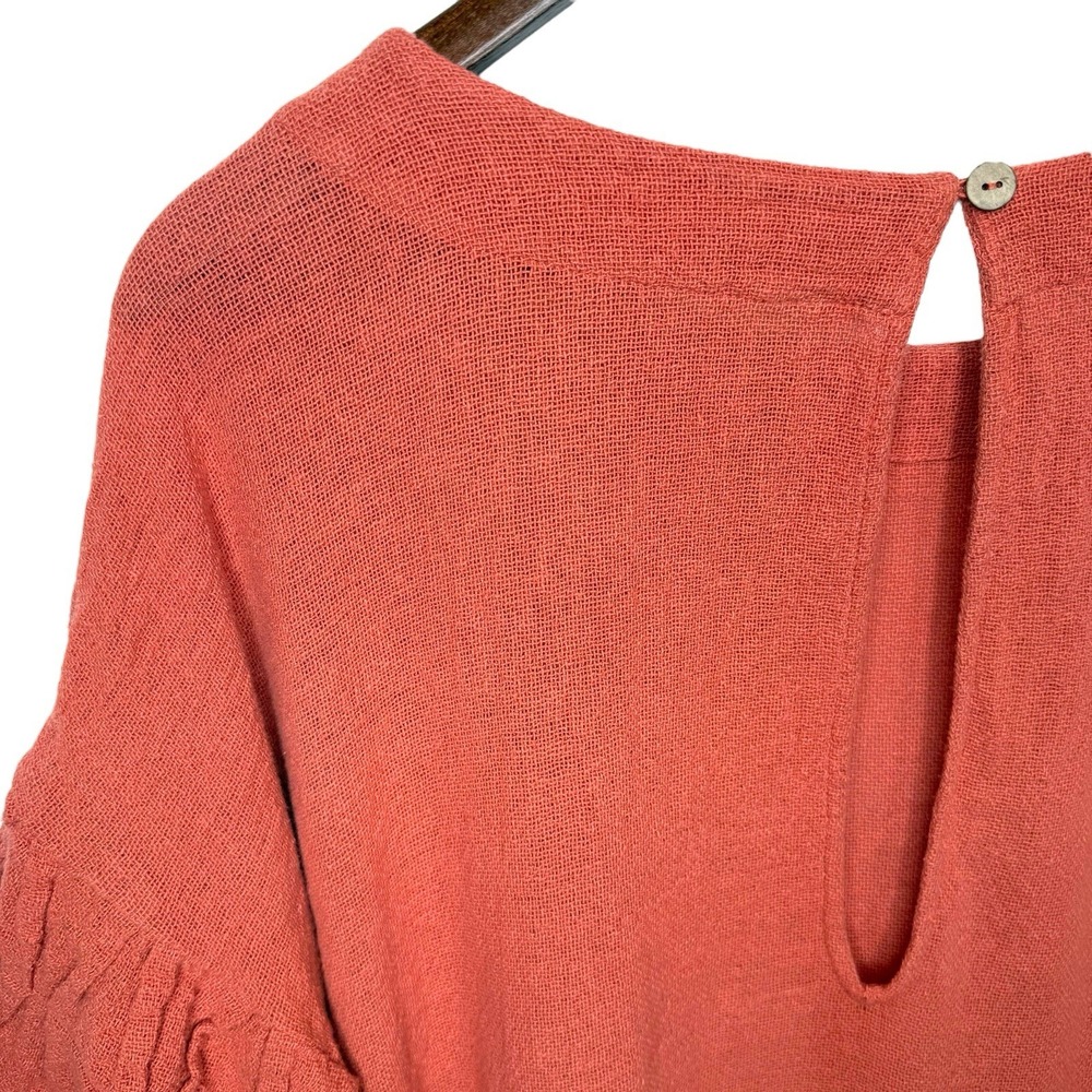 Free People Gauze Mesh Tunic Dress Oversized Cinnamon Orange Top L Boho - Picture 8 of 11